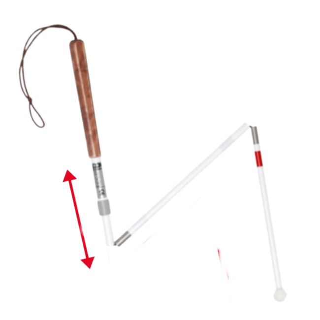 an image of Folding 4 section aluminium telescopic handle cane 