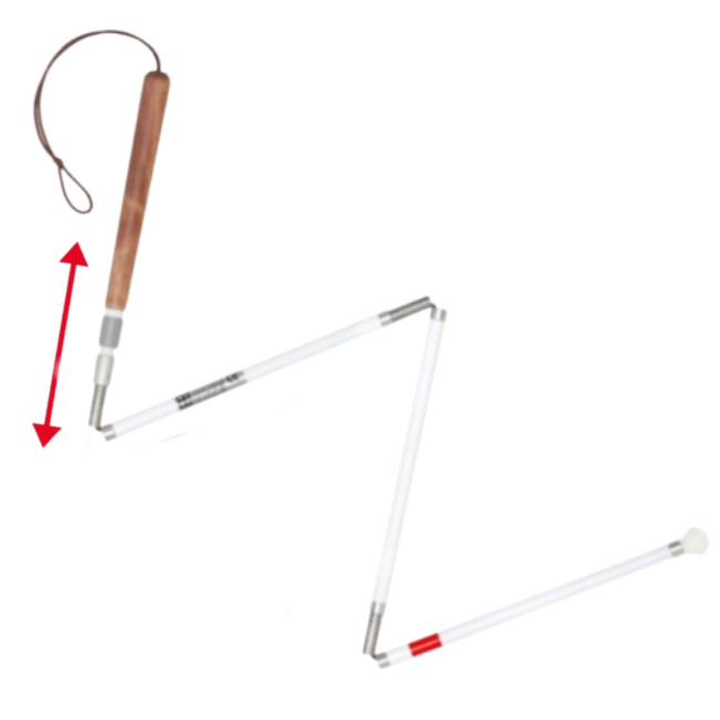an image of Folding 5 section composite telescopic handle cane