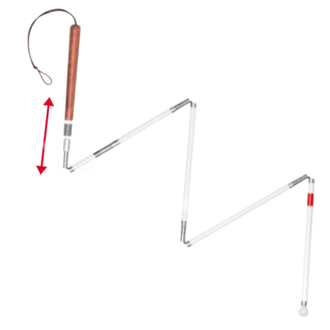 an image of Folding 6 section composite telescopic handle cane